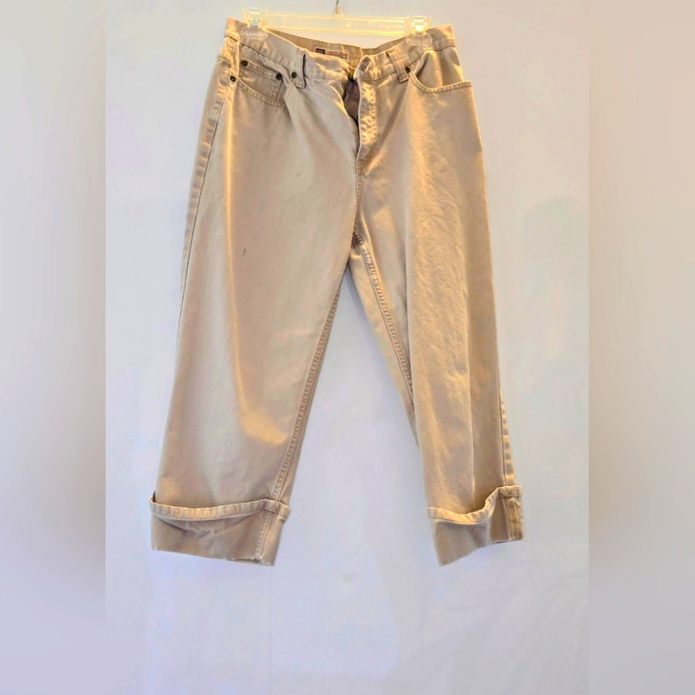 Women's Capris tan size 12. Jean material